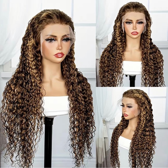 180% #27/30 Ombré Blonde/Chocolate 13x4 HD Pre Plucked Lace Front Human Hair Wig - Picture 3 of 8